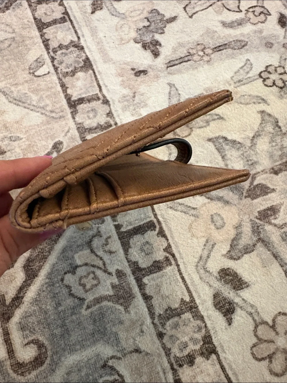 Chevron Quilted Tan Women's Wallet with Snap Tab